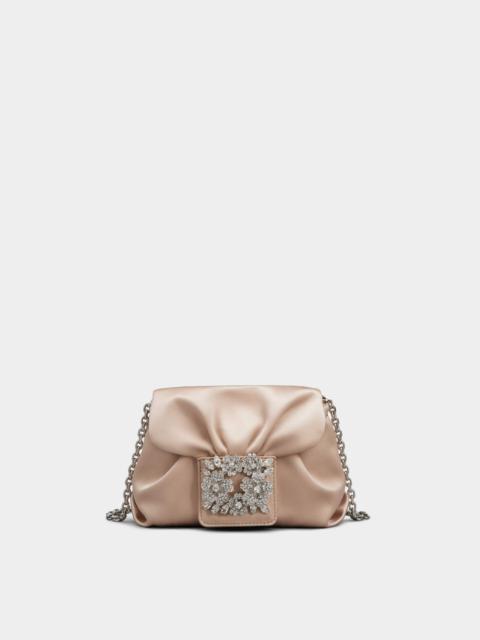 Roger Vivier RV Bouquet Strass Buckle Drapé Micro Bag in Satin