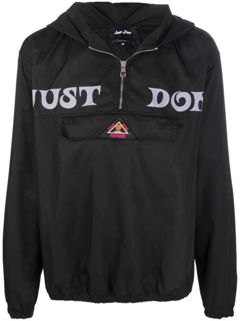 logo-print hooded windbreaker