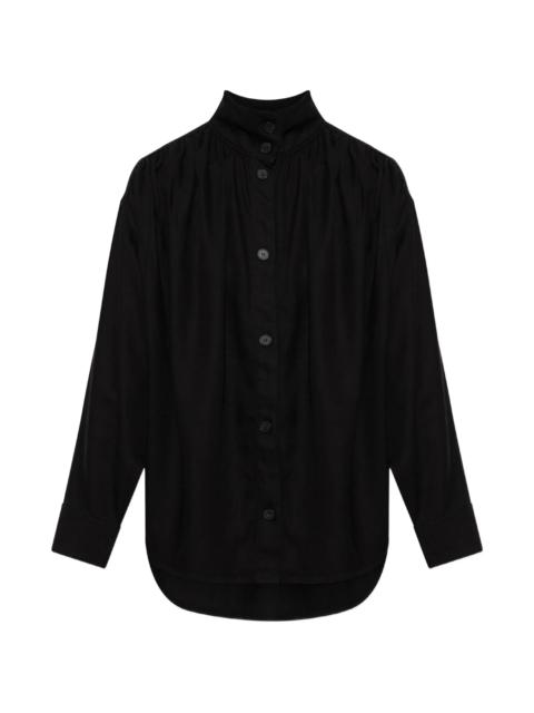 IRO Iro Fenyra High-neck Gathered Denim Shirt