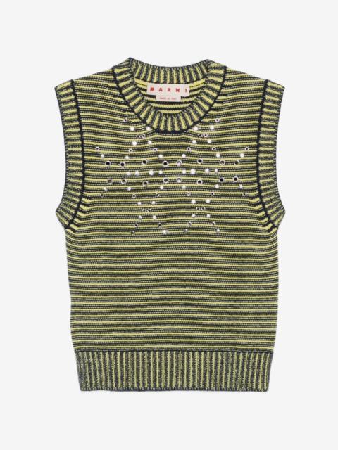 Marni eyelet-embellished striped sweater