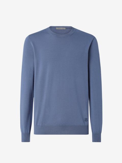 CORNELIANI Light blue crew neck pure extra fine wool jumper