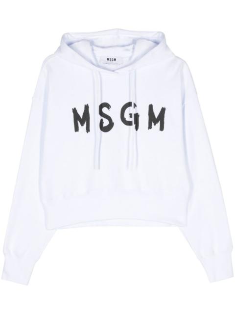 MSGM logo-print cotton hoodie