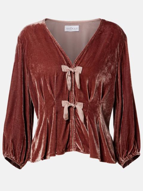 velvet Elida bow-detail velvet top