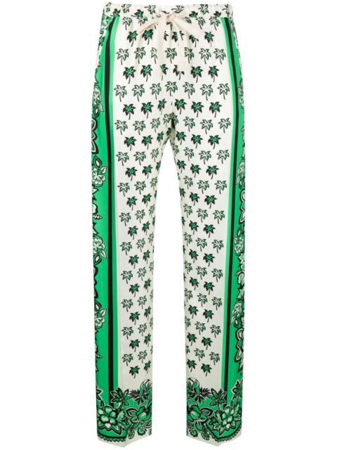 Valentino floral-print silk trousers
