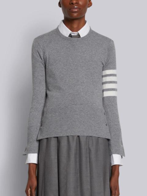 Thom Browne Light Grey Cashmere 4-Bar Classic Crew Neck Pullover