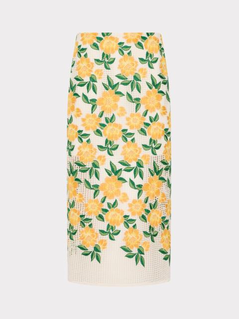 MILLY Marta Embroidered Midi Skirt