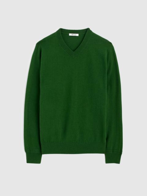 Madewell Textured-Stitch V-Neck Sweater in Harbor Wool Blend