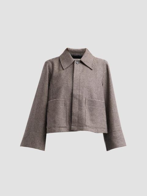 FRAME Women's Mini Wing Houndstooth Wool Cropped Jacket - Black Houndstooth