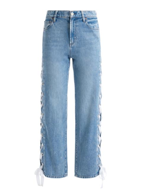 Alice + Olivia REITA MID RISE JEAN WITH TIE SIDE SEAM