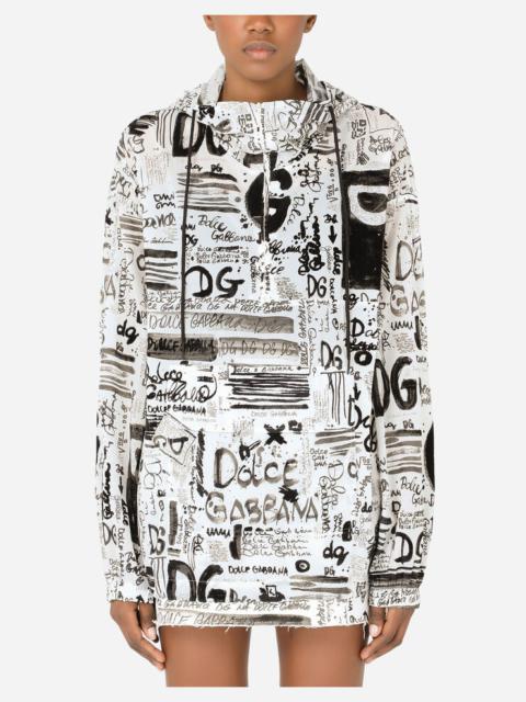 Dolce & Gabbana Nylon windbreaker with DG graffiti print