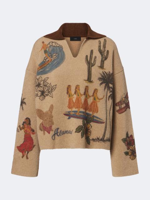 Alanui Decade printed wool and cotton-blend polo sweater