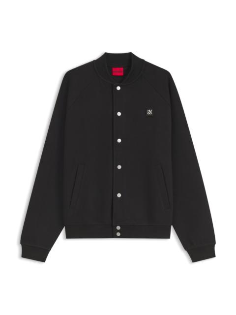 HUGO INTERLOCK-JERSEY BOMBER JACKET WITH STACKED-LOGO TRIM