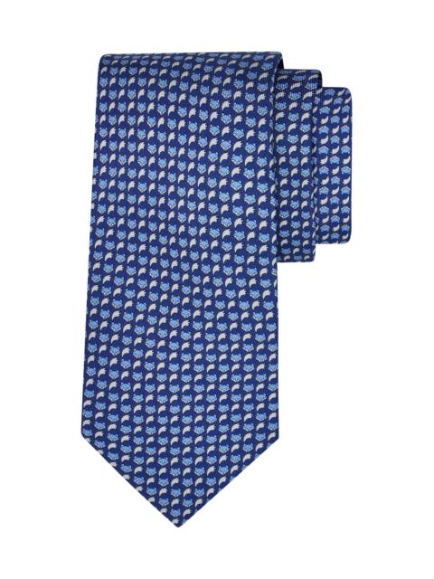FERRAGAMO Men's Alda Animal-Print Silk Tie - Navy