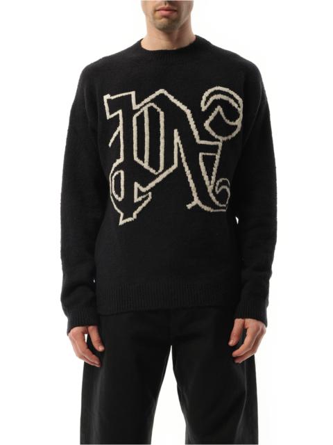 Palm Angels PA Monogram Sweater in Black/Off White