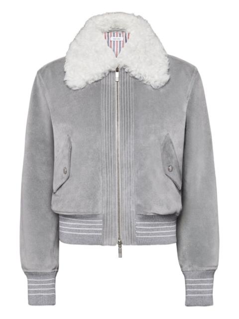 Thom Browne shearling-collar suede jacket
