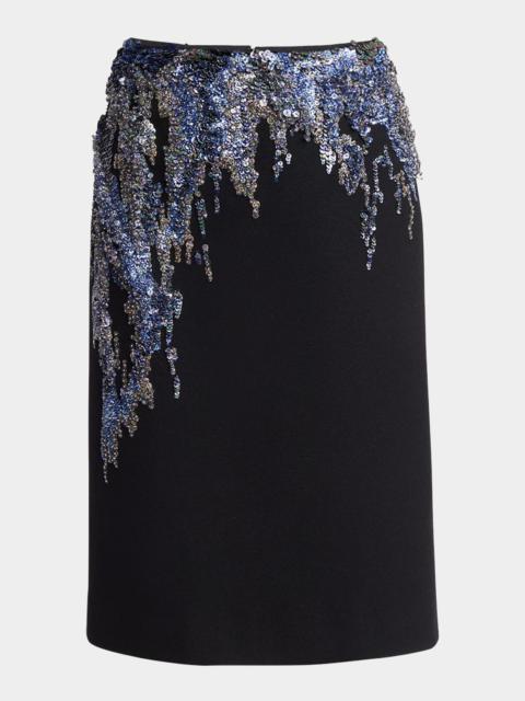 Dries Van Noten Samba Sequin Embroidered Crepe Skirt