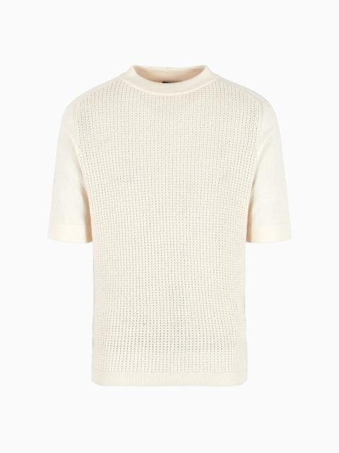 Punch-stitch jumper with plain-knit back