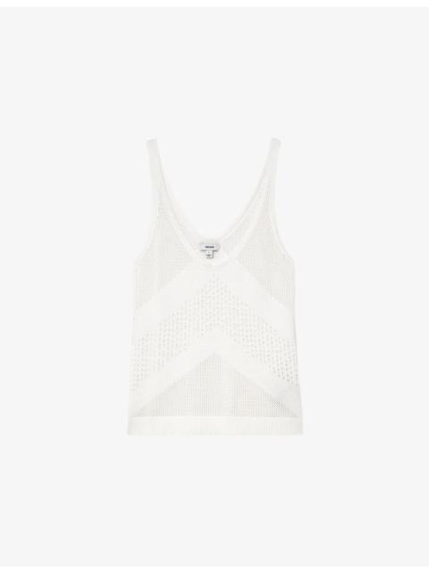 REISS Hester Scoop-Neck Knitted Vest Top
