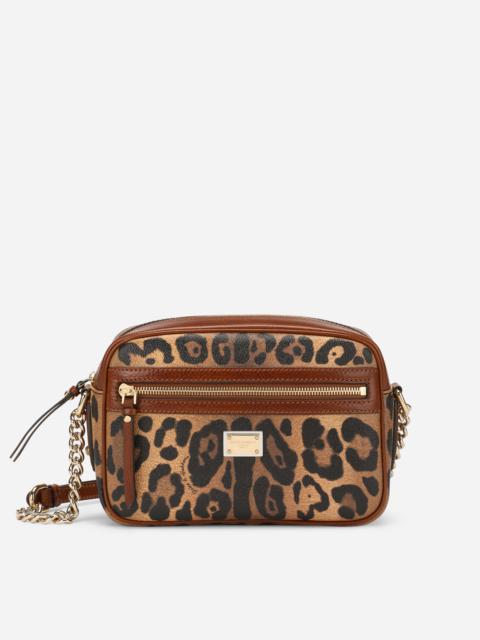 Dolce & Gabbana Medium crossbody bag in leopard-print Crespo with branded plate