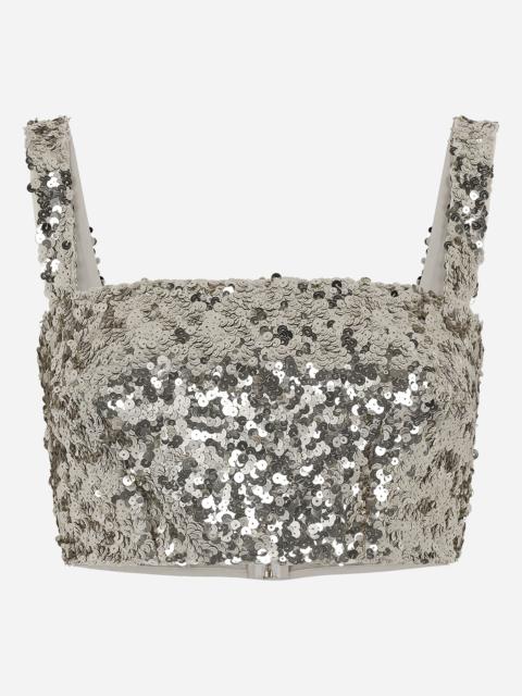 Dolce & Gabbana Sequined crop top with straps