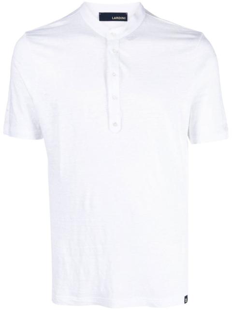LARDINI linen band collar polo top