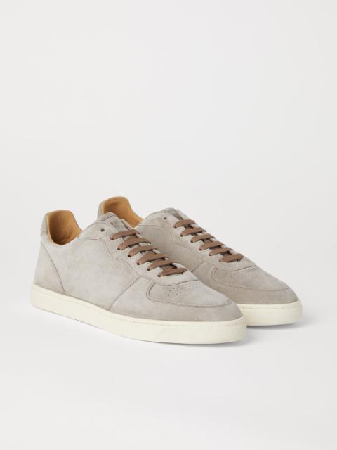Brunello Cucinelli Washed suede sneakers with natural rubber sole