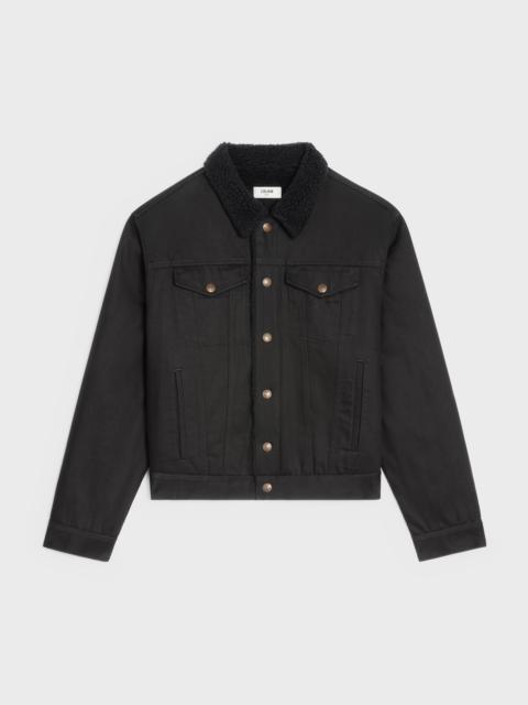 CELINE セリーヌCHAINSTITCH TRUCKER JACKET Women's Trucker sherpa jacket in raw wash denim | CELINE | 24S