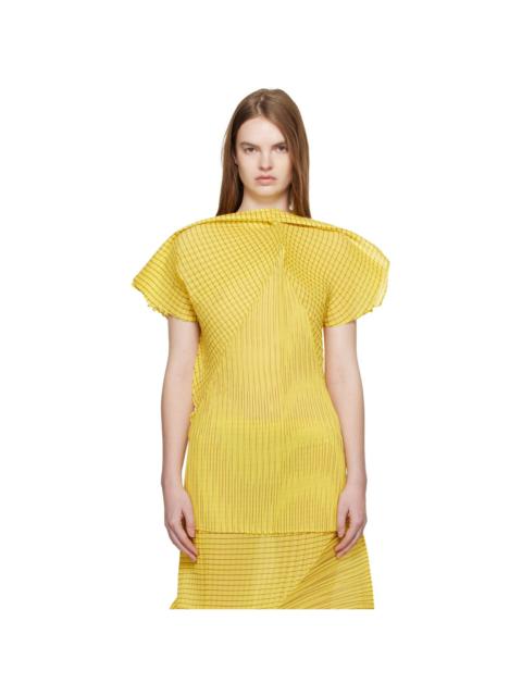 ISSEY MIYAKE Yellow Generic Stripes Machine Pleats Blouse