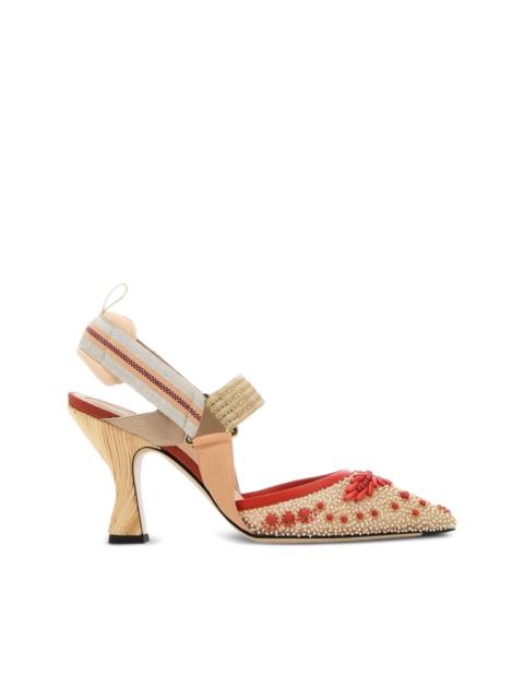 FENDI 85mm Colibrì beaded slingback pumps