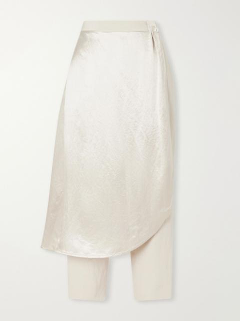 MARIA McMANUS Layered wrap-effect satin straight-leg pants Ivory