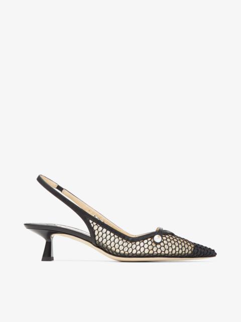 Amita 45
Black Fishnet Mesh and Nappa Slingback Pumps