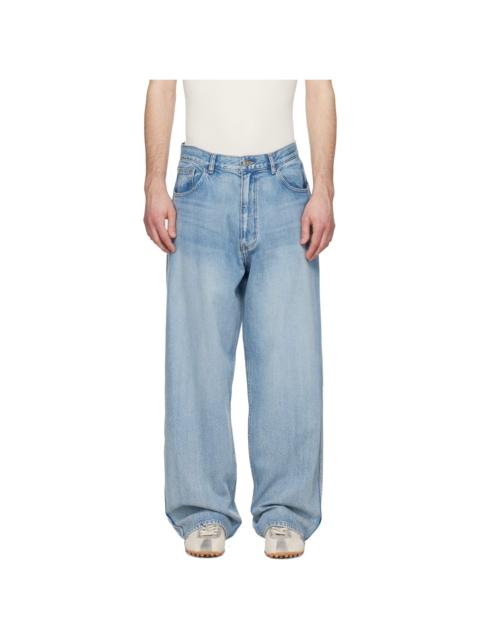SOLID HOMME Blue Semi-Flare Jeans