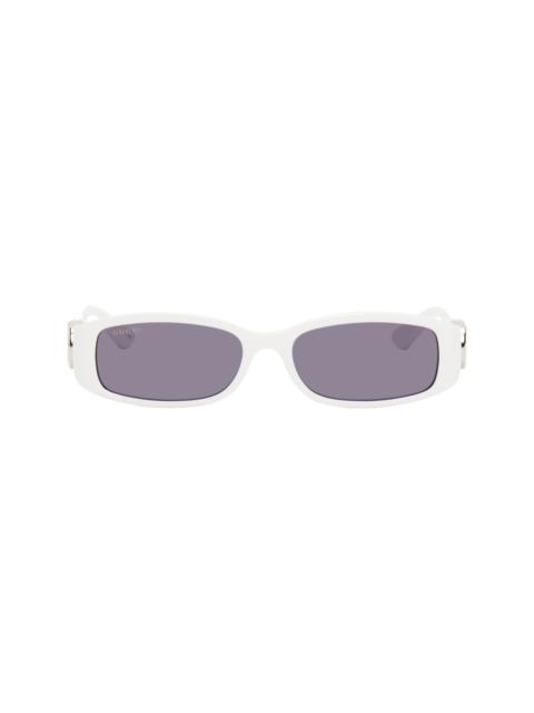 GUCCI White Rectangular Frame Sunglasses