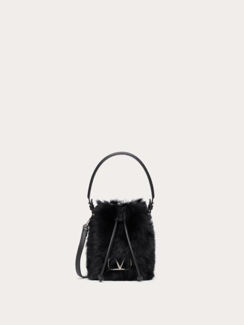 Valentino VLOGO SIGNATURE MINI SHEEPSKIN BUCKET BAG