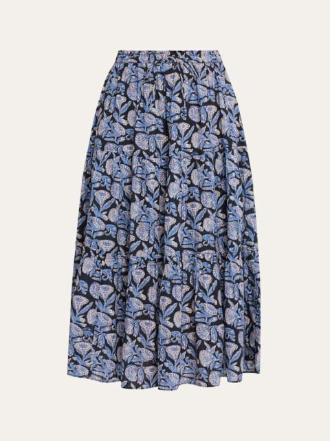 ULLA JOHNSON Nessa Tiered Midi Skirt