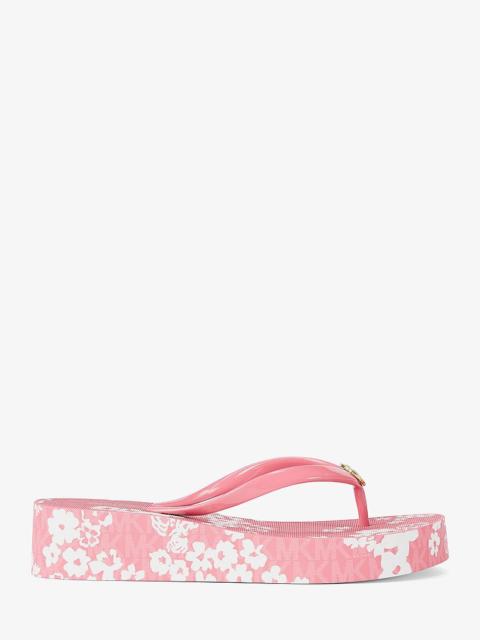 MICHAEL KORS Bedford Printed Signature Logo Flip Flop
