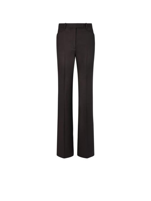 WOOL SILK TWILL TAILORED WIDE LEG PANTS