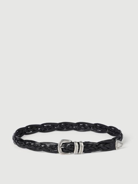 Brunello Cucinelli Braided calfskin belt with detailed buckle and tip
