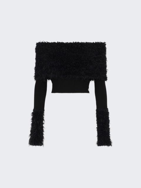 Jean Paul Gaultier Ribbed Knit And Fuzzy Sweater Black