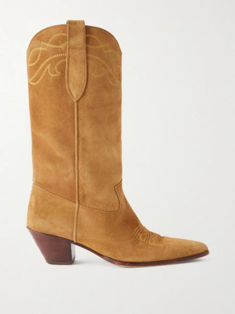 NILI LOTAN Towns Embroidered Suede Knee Boots