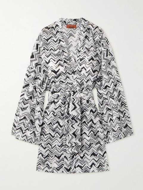 Missoni Belted Striped Crochet-knit Robe