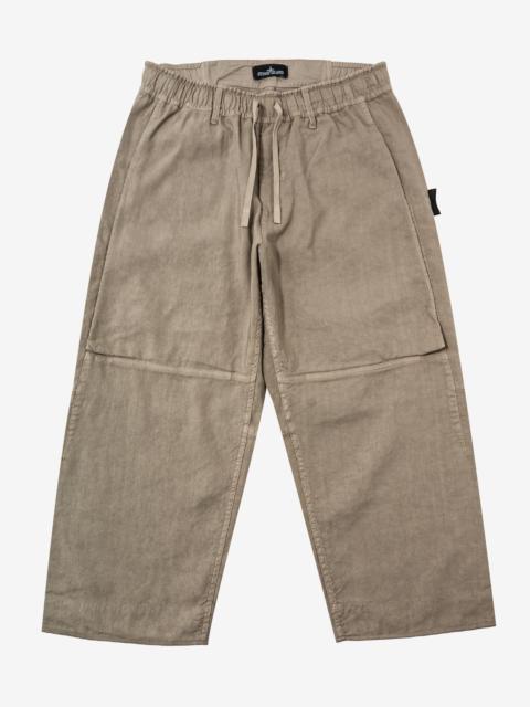 Sand Linen-Blend Cropped Trousers