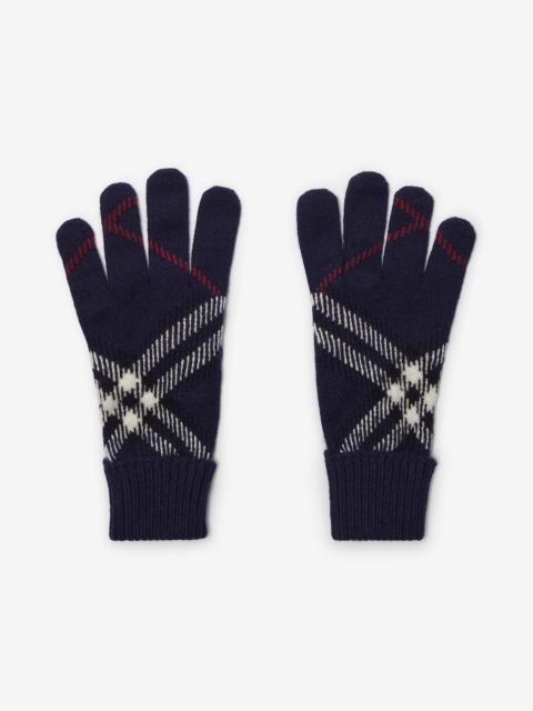 Burberry Check Cashmere Blend Gloves