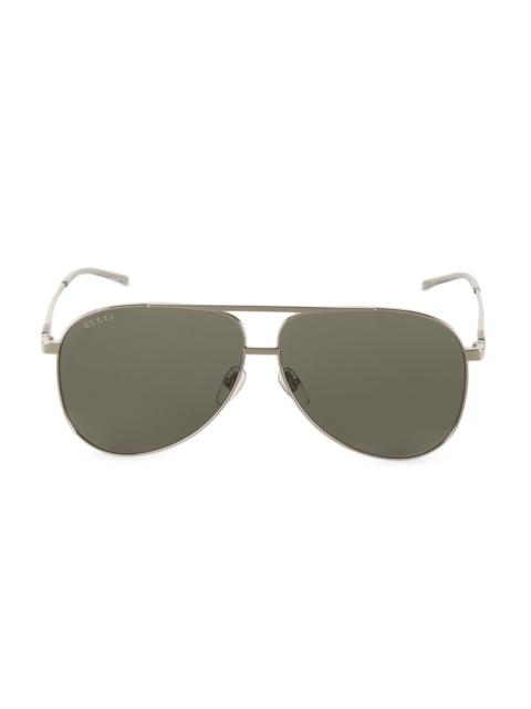 GUCCI Men's GG167S 62MM Navigator Sunglasses - Silver Black