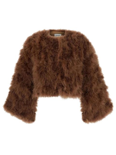 Yves Salomon Crop Jacket with Feathers
