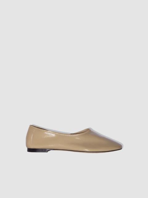 BY FAR Prudence Mangrove Glossed Nappa Leather Ballet Flat