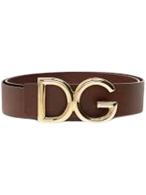 Dolce & Gabbana Dolce & Gabbana Logo Plaque Buckle Fastening Belt Brown/Gold-tone