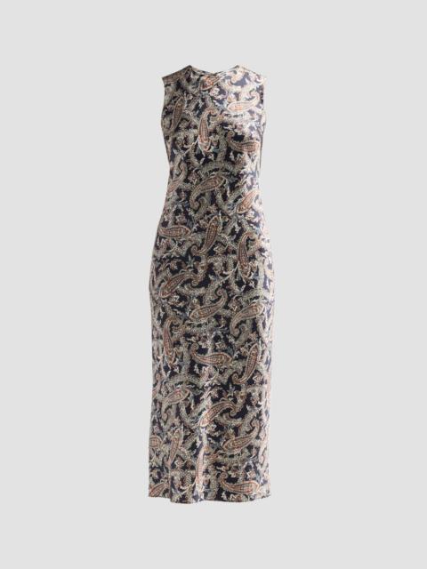 VERONICA BEARD Women's Gemma Paisley Satin Sleeveless Midi Dress - Navy Multi