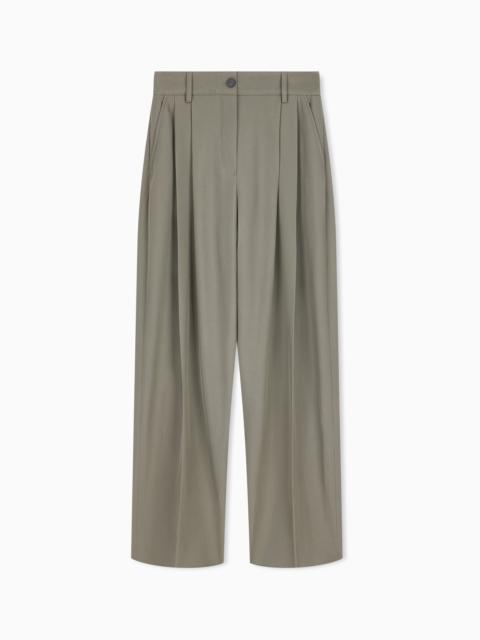 EMPORIO ARMANI STRETCH TECH GABARDINE TROUSERS WITH PLEATS