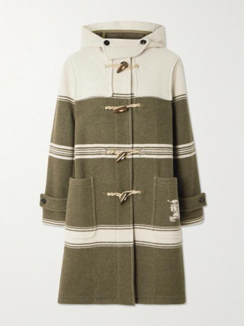 Burberry Hooded Striped Wool And Cotton-blend Coat